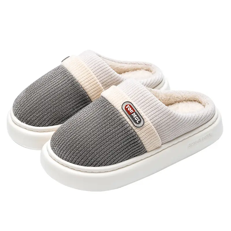 Cotton Slippers for Men, Winter 2025 New Style, Indoor Home Warm Color Matching Slippers, Fleece-Lined Home Cotton Slippers for Women