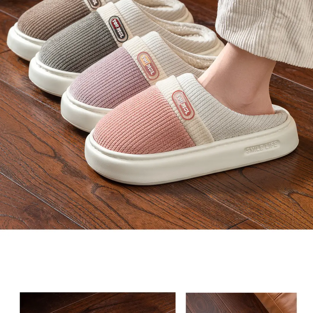 Cotton Slippers for Men, Winter 2025 New Style, Indoor Home Warm Color Matching Slippers, Fleece-Lined Home Cotton Slippers for Women — feature 19
