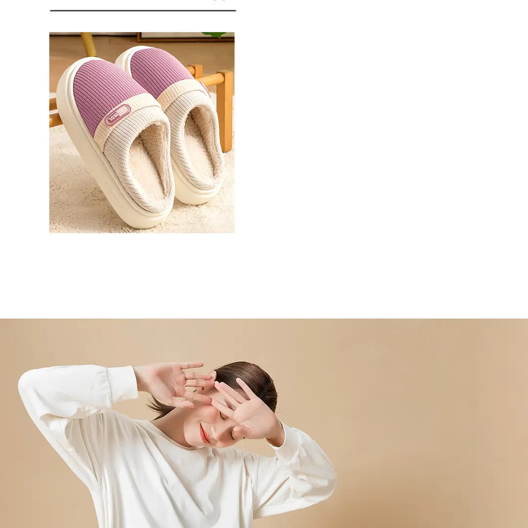 Cotton Slippers for Men, Winter 2025 New Style, Indoor Home Warm Color Matching Slippers, Fleece-Lined Home Cotton Slippers for Women — feature 7