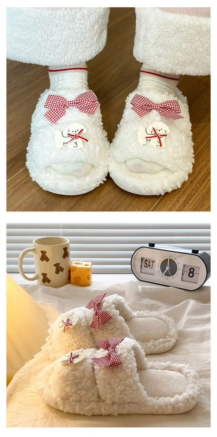 Pink Cartoon Woolen Slippers for Women Winter Comfort — feature 14