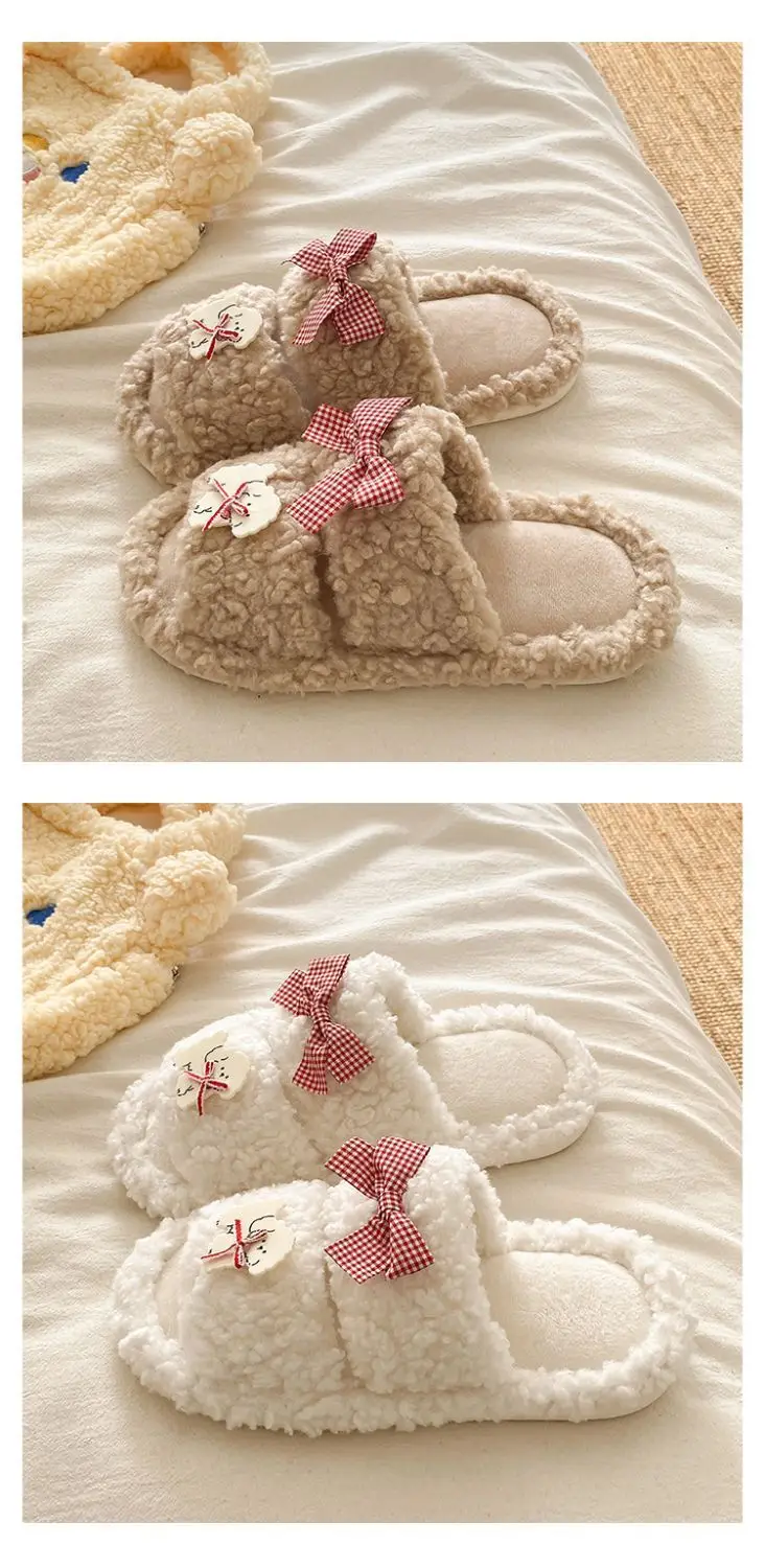 Pink Cartoon Woolen Slippers for Women Winter Comfort — feature 18
