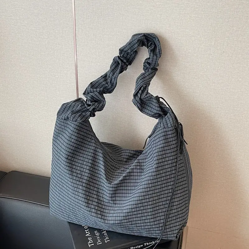 Women's Gray Checkered Crossbody Bag 2025 - Image 5