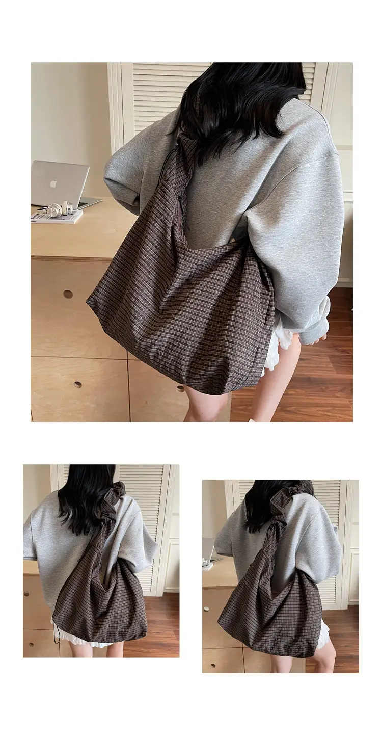 Women's Gray Checkered Crossbody Bag 2025 — feature 10