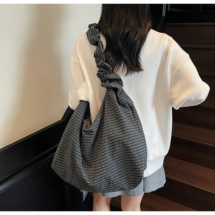 Women's Gray Checkered Crossbody Bag 2025 — feature 15