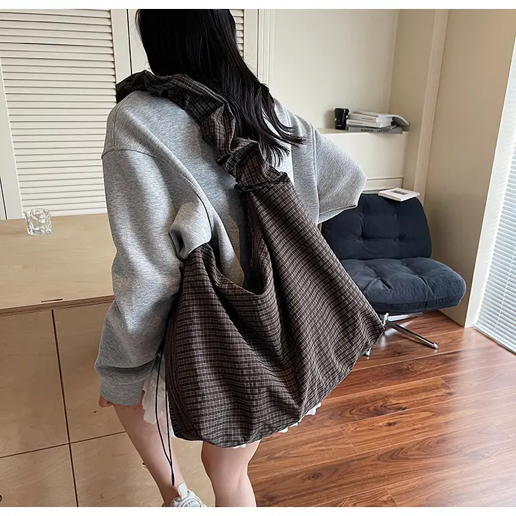 Women's Gray Checkered Crossbody Bag 2025 — feature 22