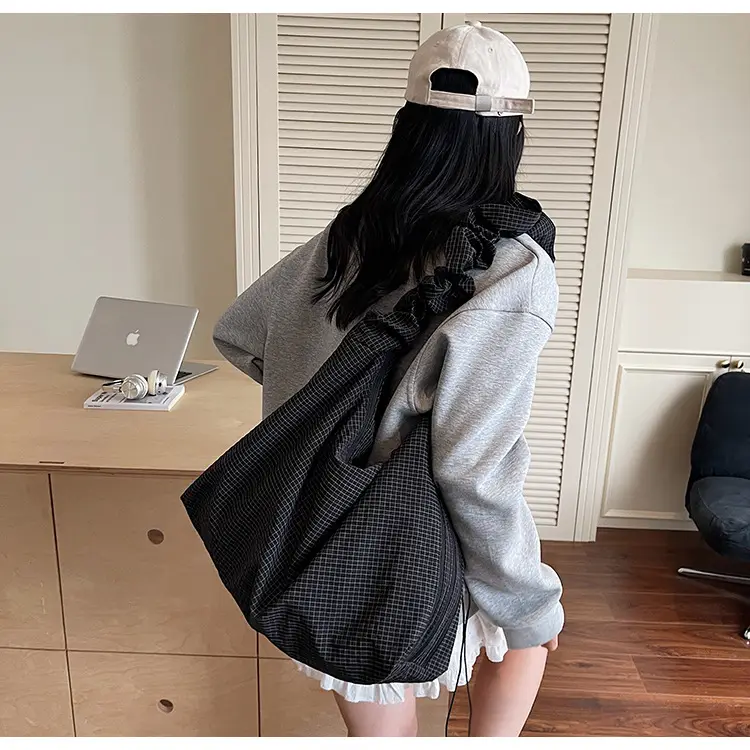 Women's Gray Checkered Crossbody Bag 2025 — feature 32