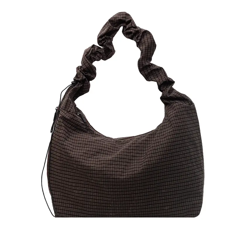 Women's Gray Checkered Crossbody Bag 2025 - Image 4
