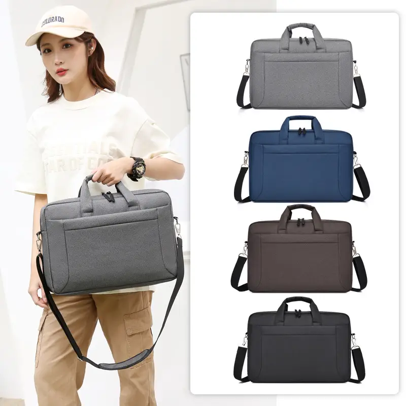 Men's Black Satchel Business Bag with Shoulder Crossbody Strap - Image 5