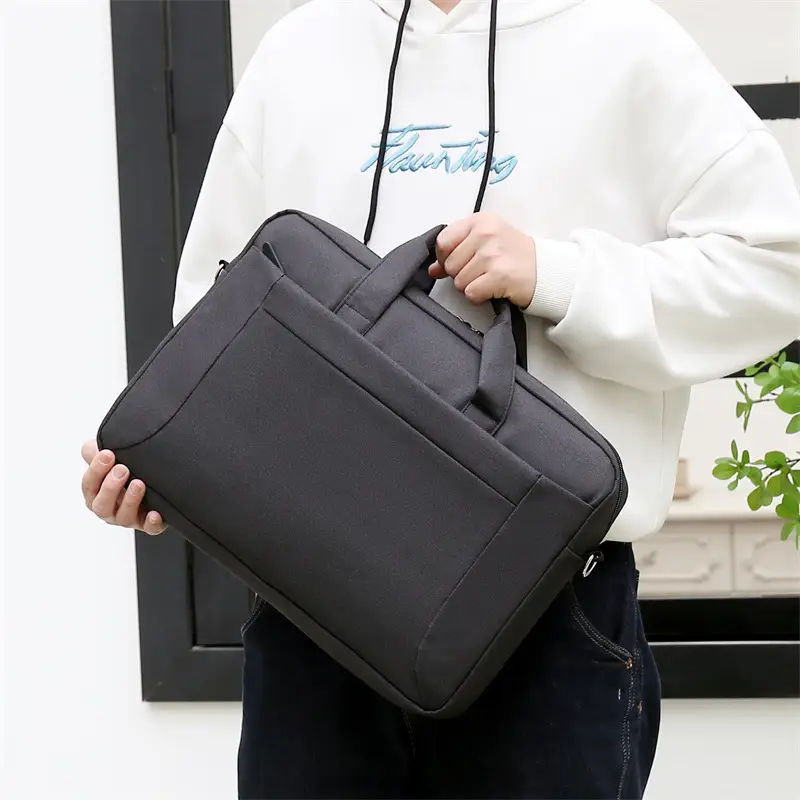 Men's Black Satchel Business Bag with Shoulder Crossbody Strap - Image 6