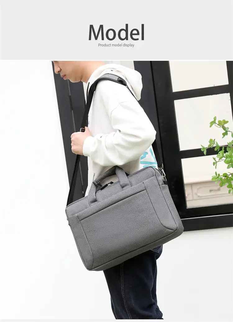 Men's Black Satchel Business Bag with Shoulder Crossbody Strap — feature 11