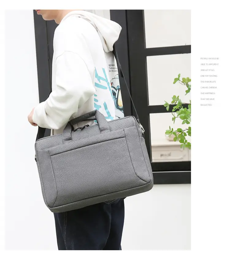 Men's Black Satchel Business Bag with Shoulder Crossbody Strap — feature 12