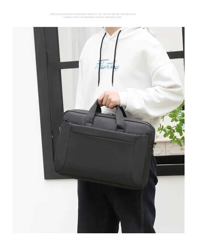 Men's Black Satchel Business Bag with Shoulder Crossbody Strap — feature 13
