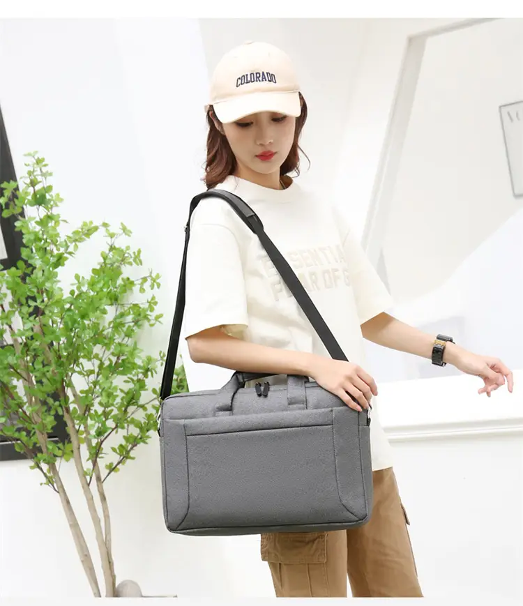 Men's Black Satchel Business Bag with Shoulder Crossbody Strap — feature 16