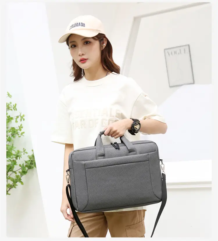 Men's Black Satchel Business Bag with Shoulder Crossbody Strap — feature 17