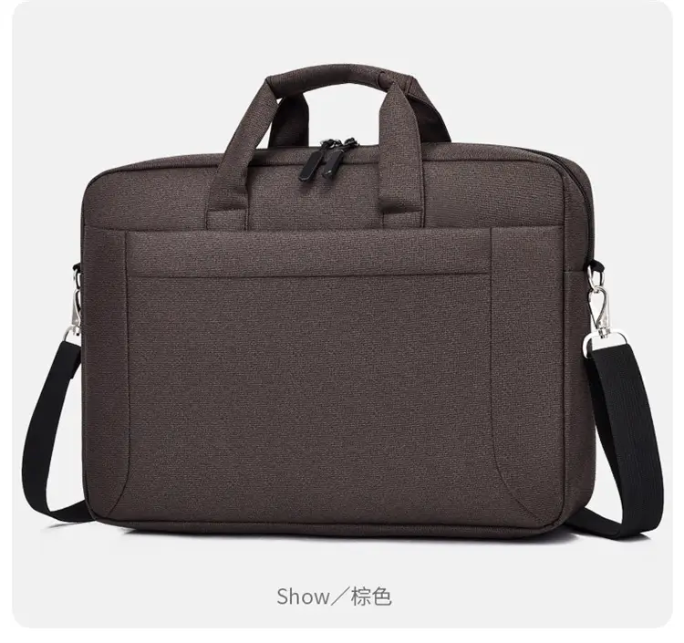 Men's Black Satchel Business Bag with Shoulder Crossbody Strap — feature 19