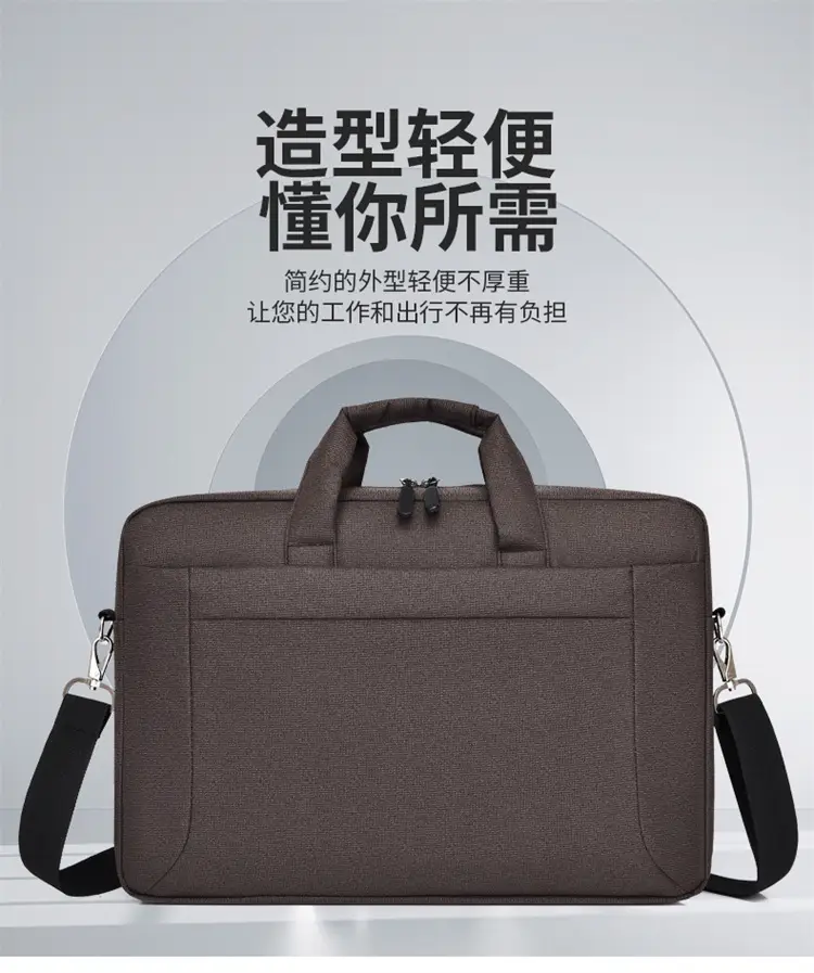 Men's Black Satchel Business Bag with Shoulder Crossbody Strap — feature 2