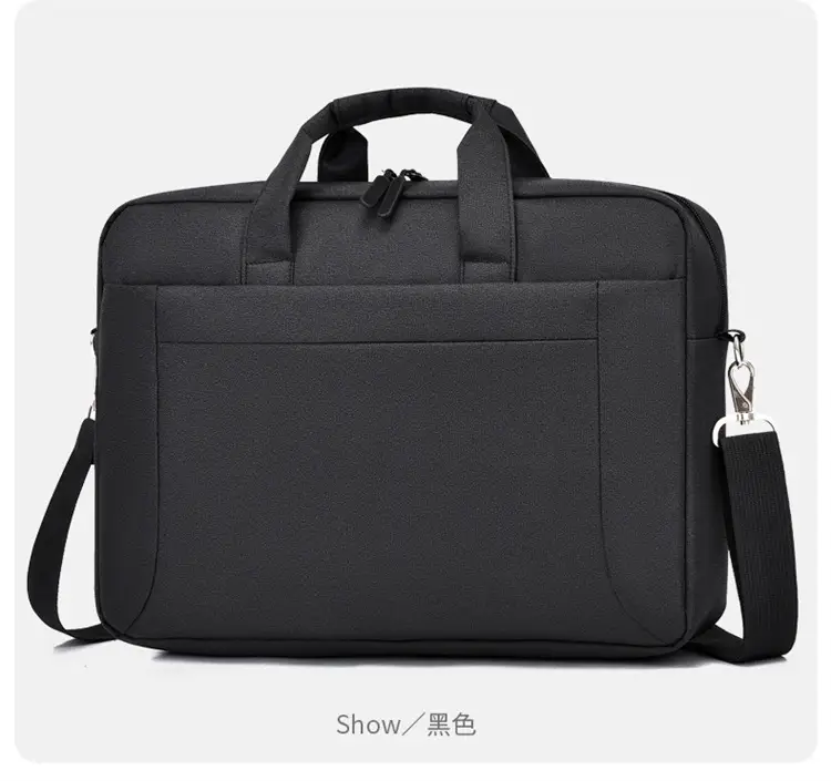 Men's Black Satchel Business Bag with Shoulder Crossbody Strap — feature 20