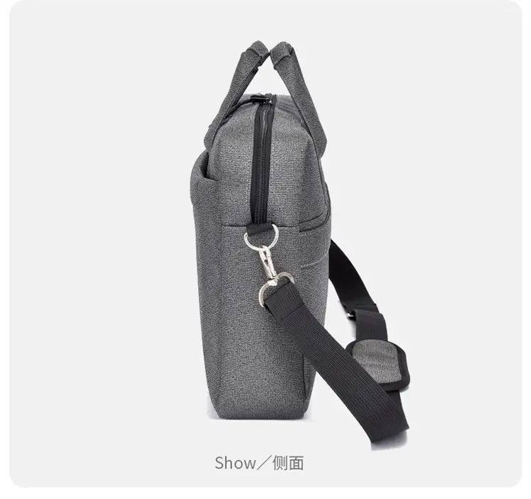 Men's Black Satchel Business Bag with Shoulder Crossbody Strap — feature 23
