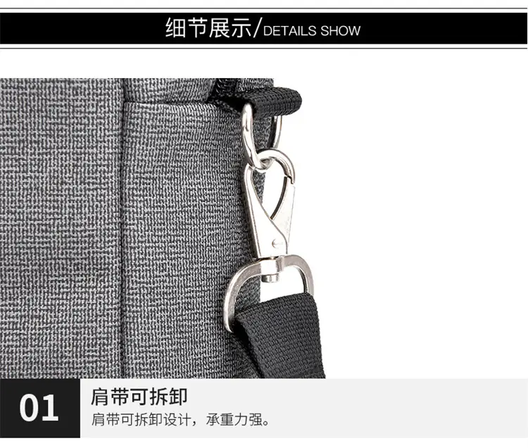 Men's Black Satchel Business Bag with Shoulder Crossbody Strap — feature 26