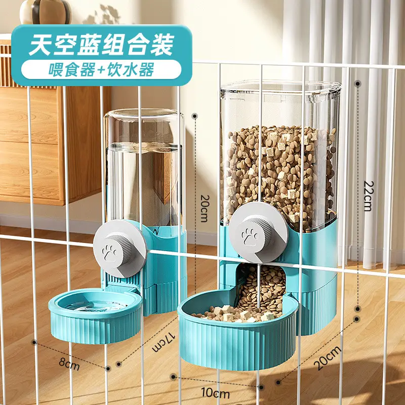 Cat Water Dispenser, Rabbit Food Bowl, Dog Hanging Water Kettle, Automatic Feeding and Water Feeder for Dogs, Pets and Cats to Drink Water