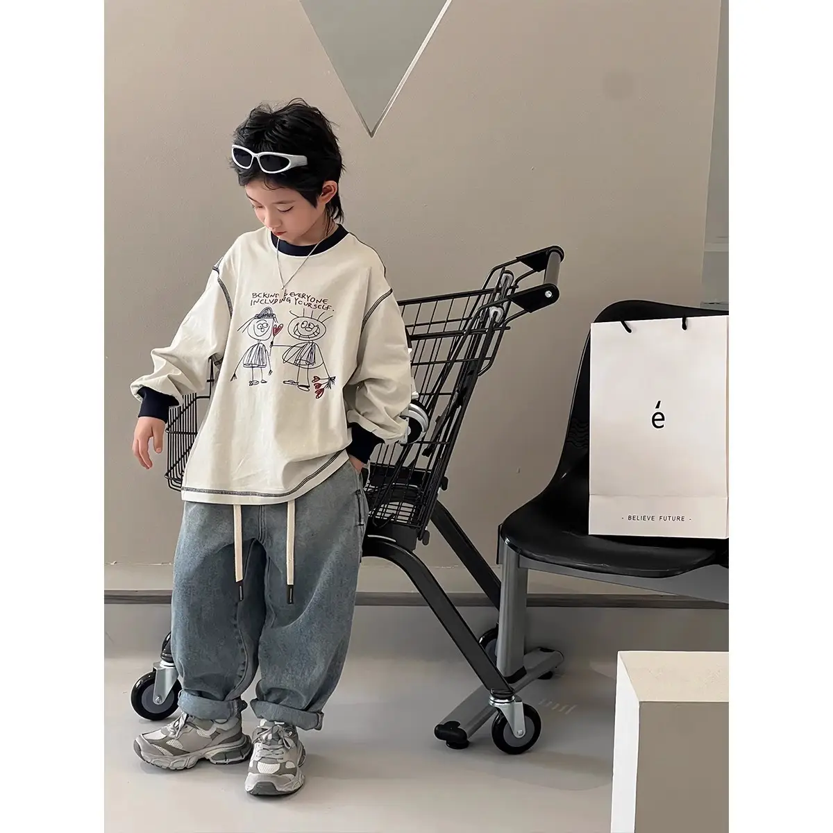 Boys Long Sleeve T-Shirt 2025 Spring Autumn Loose Fit - Image 3