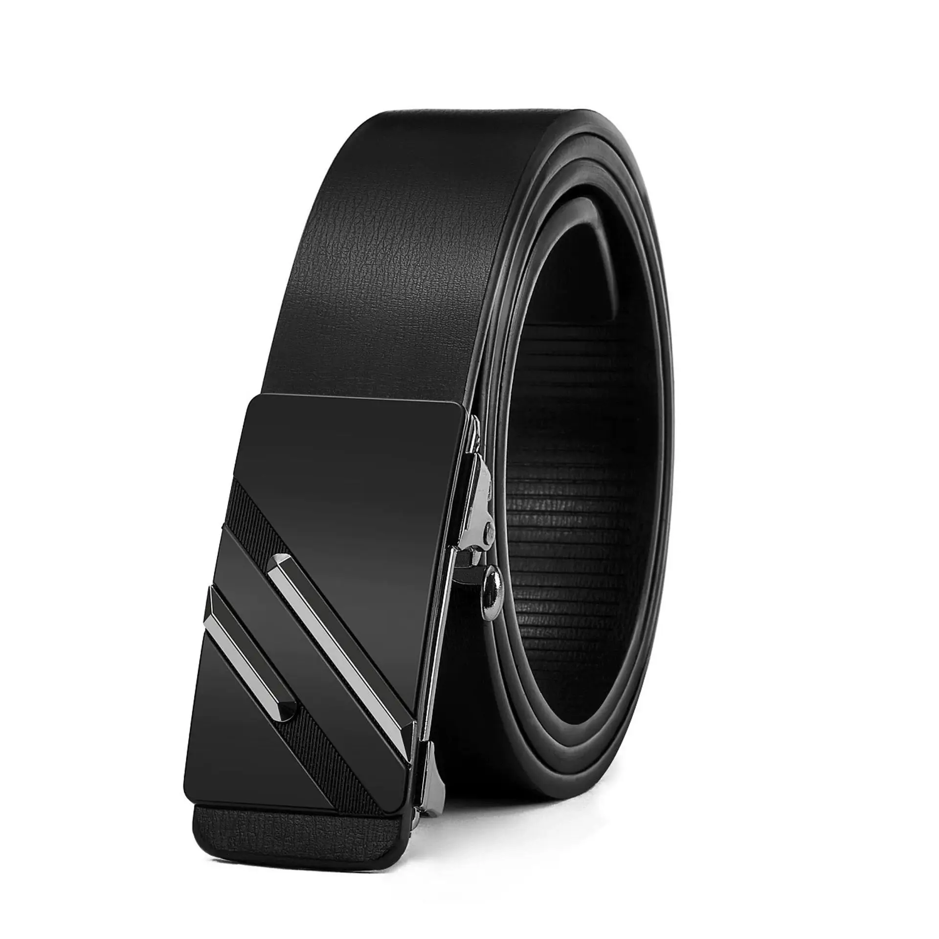 Men's Black Toothless Belt with Gold Triangle Buckle — feature 23