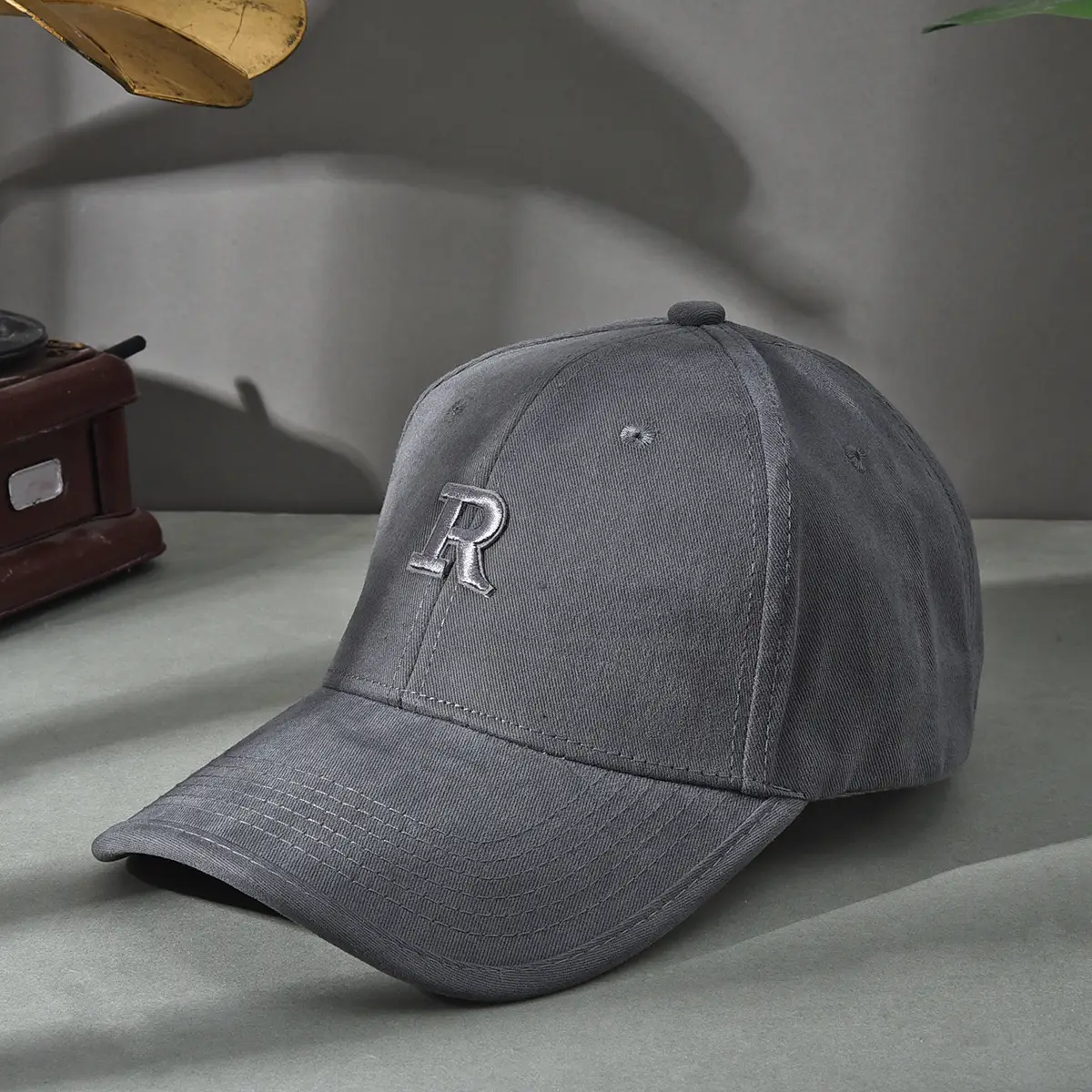Women Embroidered Baseball Cap Dark Gray Large - Image 6