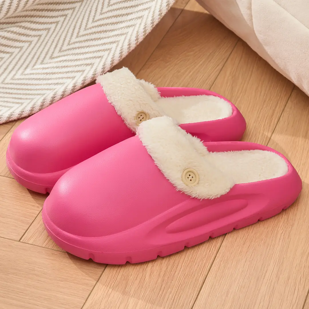 Waterproof and Stain-Resistant Removable Cotton Slippers for Men, Autumn and Winter Outer Wear, Non-Slip Household Couple Indoor Thick-Soled Cotton Slippers