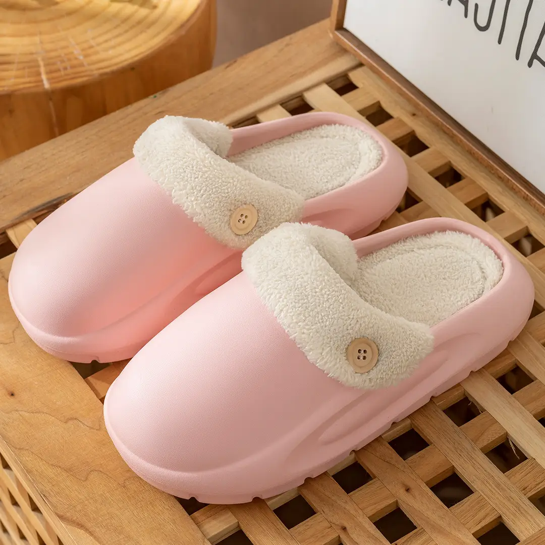 Waterproof and Stain-Resistant Removable Cotton Slippers for Men, Autumn and Winter Outer Wear, Non-Slip Household Couple Indoor Thick-Soled Cotton Slippers