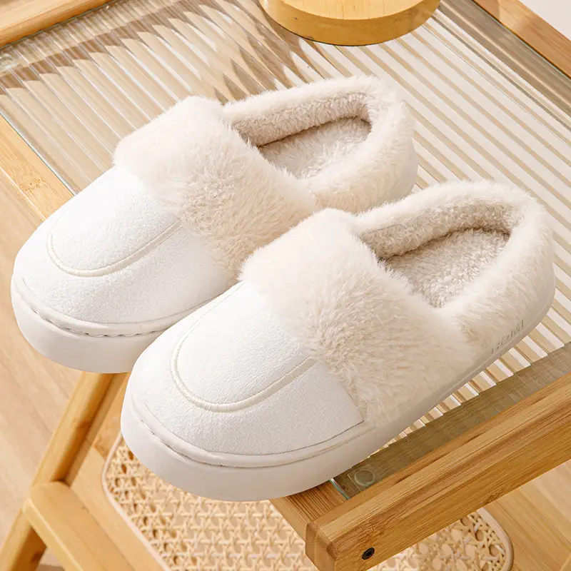 Women's Winter Indoor Cotton Slippers with a Sense of Stepping on Shit, Thick-Soled Non-Slip Warm Plush Couple's Home Cotton Slippers for Home Use