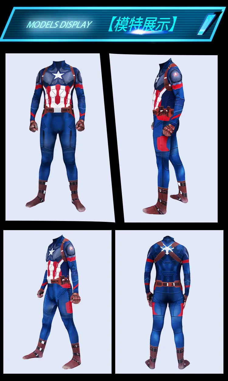 Captain America Jumpsuit Cosplay Costume Adult Iron Man Children's Performance Costume Halloween Superhero — feature 8