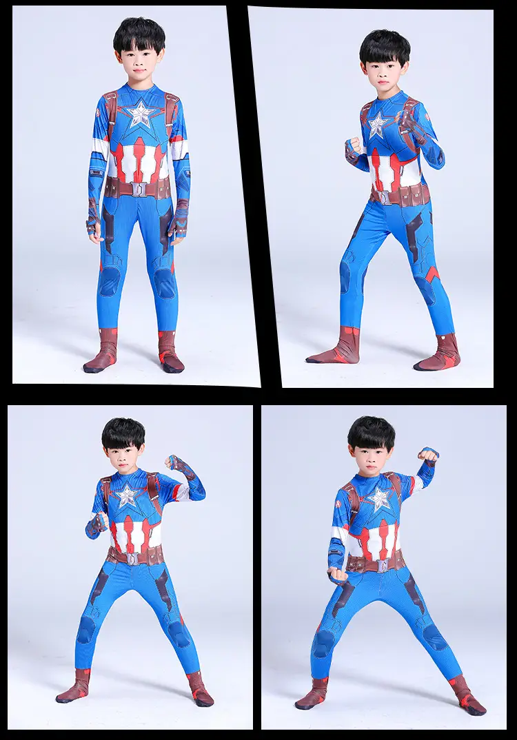 Captain America Jumpsuit Cosplay Costume Adult Iron Man Children's Performance Costume Halloween Superhero — feature 9