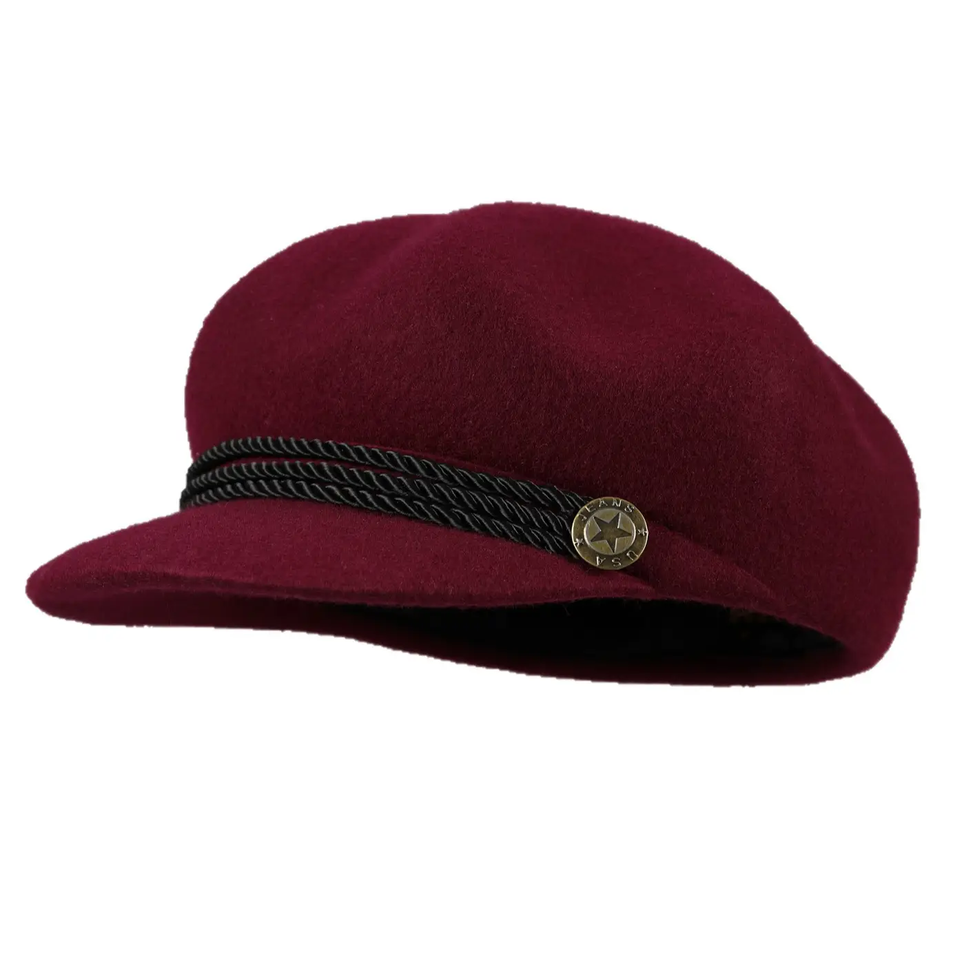 Women Wool Beret Cap Maroon Adjustable Winter Hat - Image 7