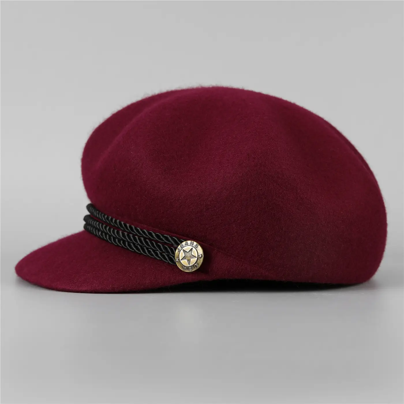Women Wool Beret Cap Maroon Adjustable Winter Hat — feature 3