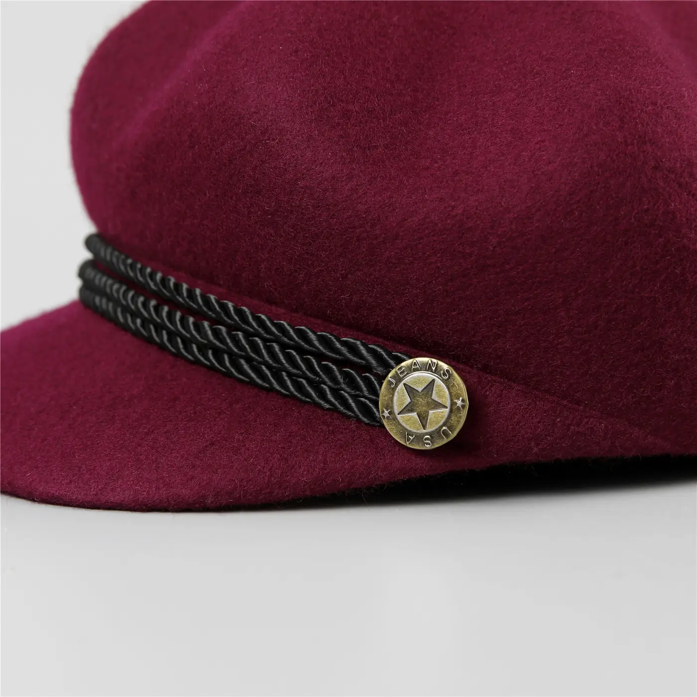 Women Wool Beret Cap Maroon Adjustable Winter Hat — feature 4