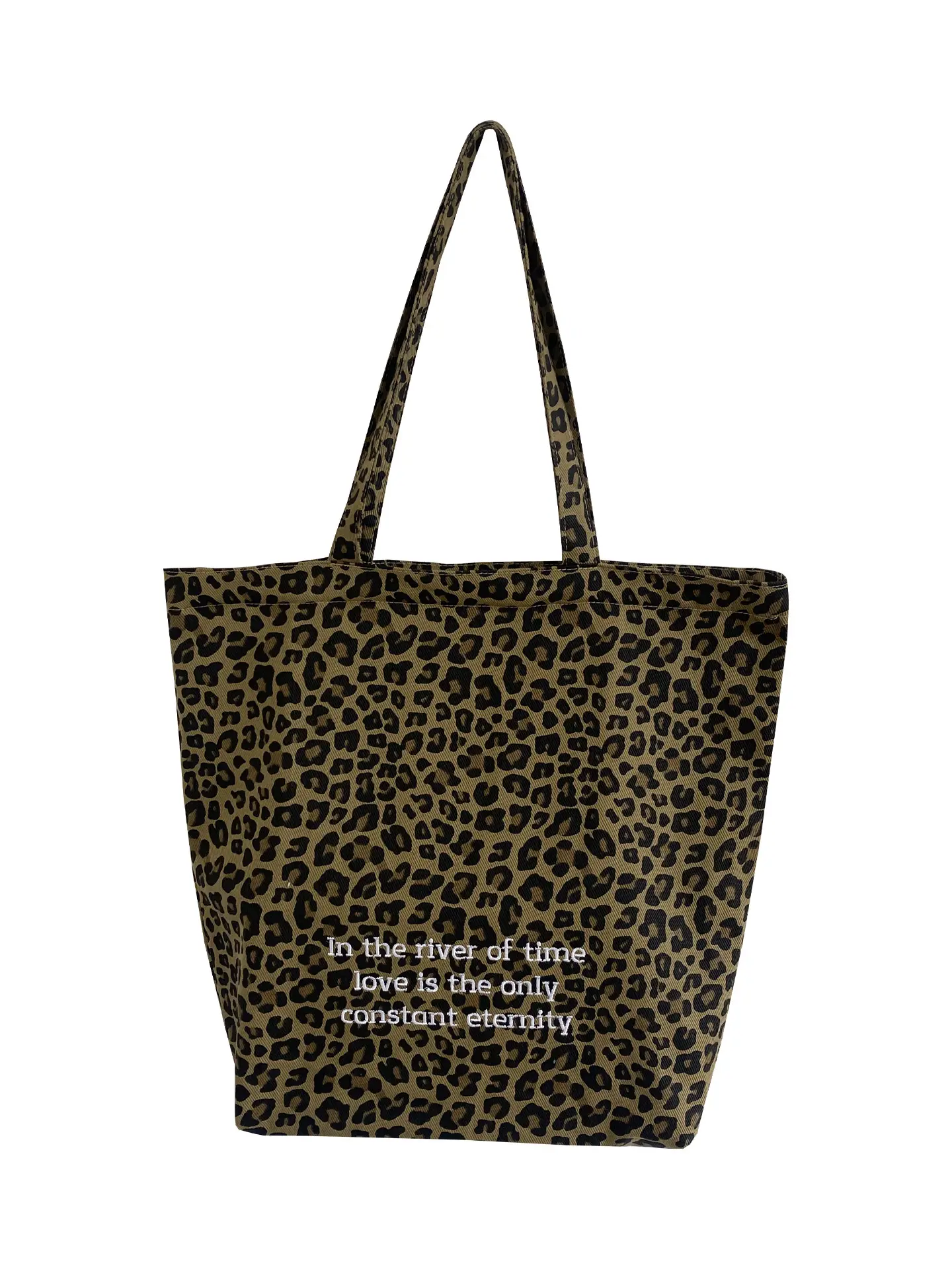 Leopard Print Large Cap Bag Korean Canvas Shoulder Tote - Image 7