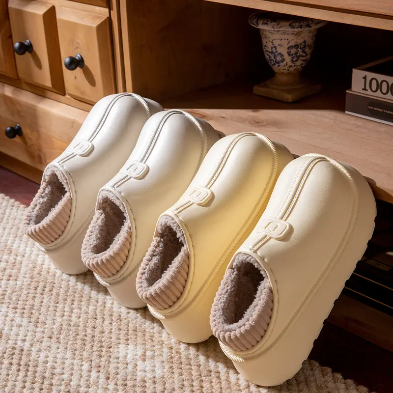 Waterproof Heel Cotton Slippers for Women, New Winter Style, Home Non-Slip, Cold-Proof, Fleece-Lined, Warm, Thick-Soled Cotton Shoes, Ins Style - Image 4
