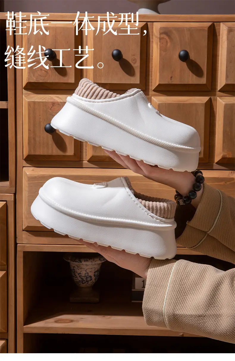 Waterproof Heel Cotton Slippers for Women, New Winter Style, Home Non-Slip, Cold-Proof, Fleece-Lined, Warm, Thick-Soled Cotton Shoes, Ins Style — feature 5