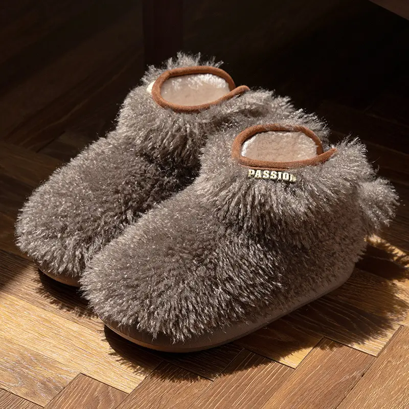 Women's Winter Cotton Shoes with Plush Lining, Thickened for Warmth, High-Top Boots for Home Use, Indoor and Outdoor Wear, Furry Princess Shoes - Image 3