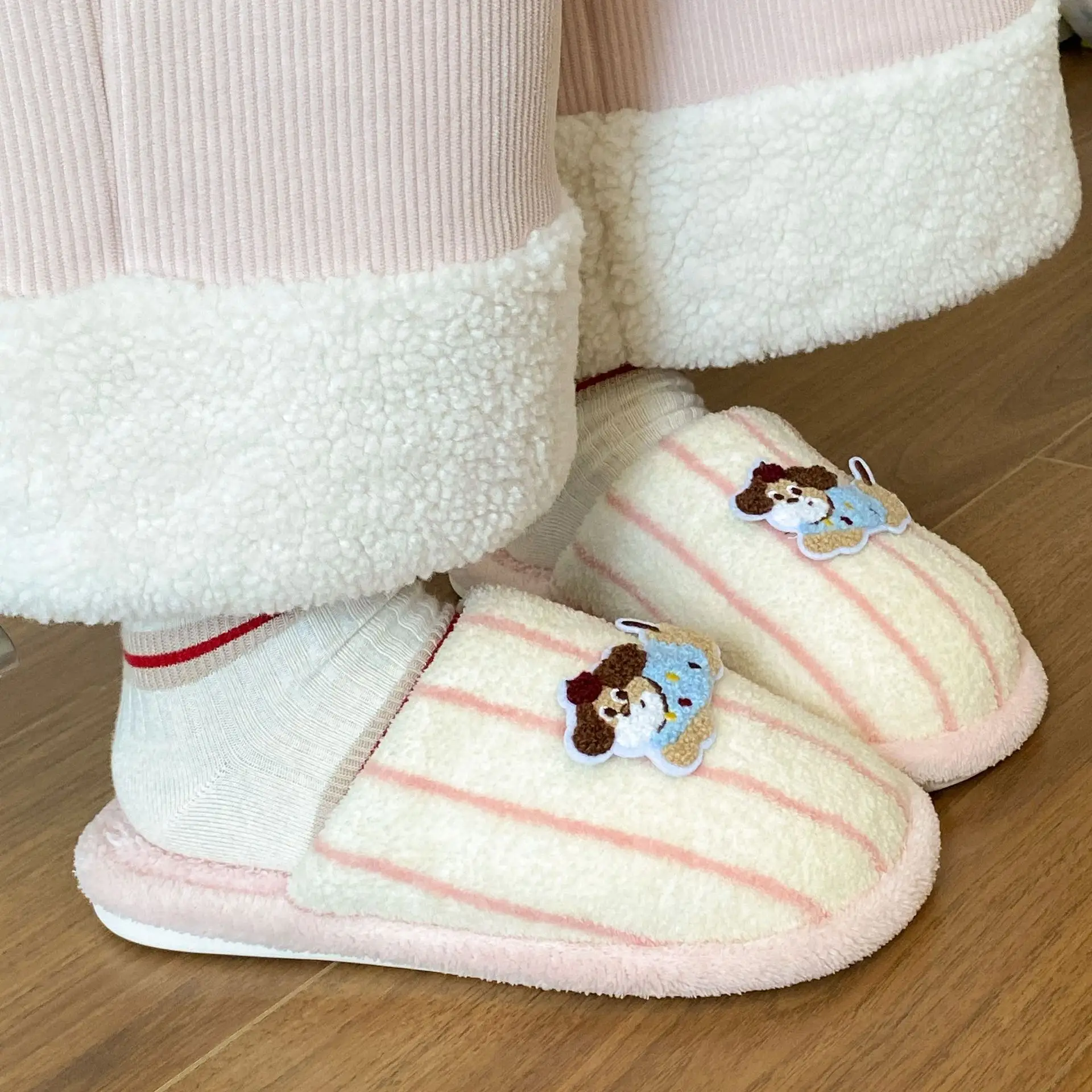 Warm Cotton Dog Embroidered Slippers for Women - Image 6