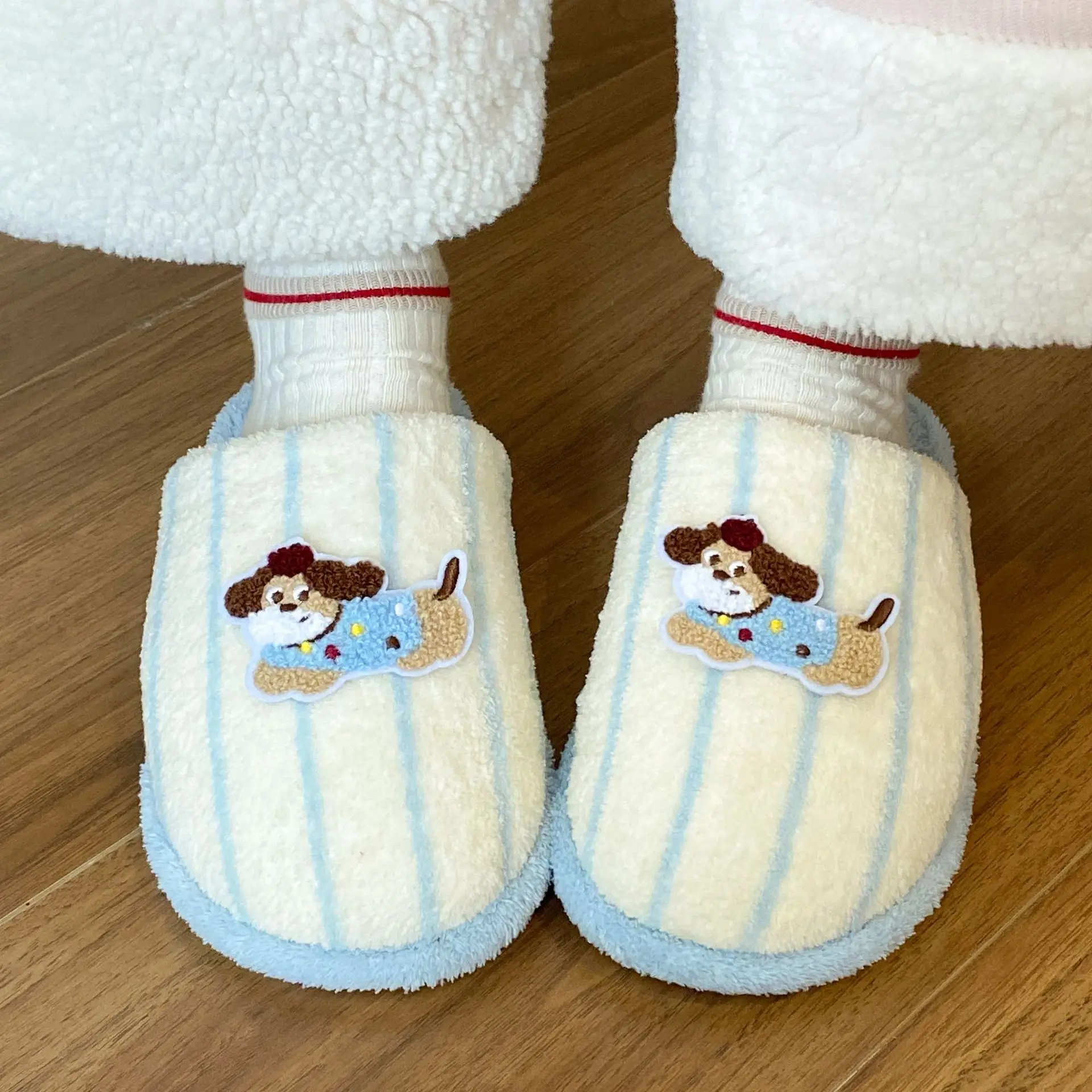 Warm Cotton Dog Embroidered Slippers for Women - Image 7