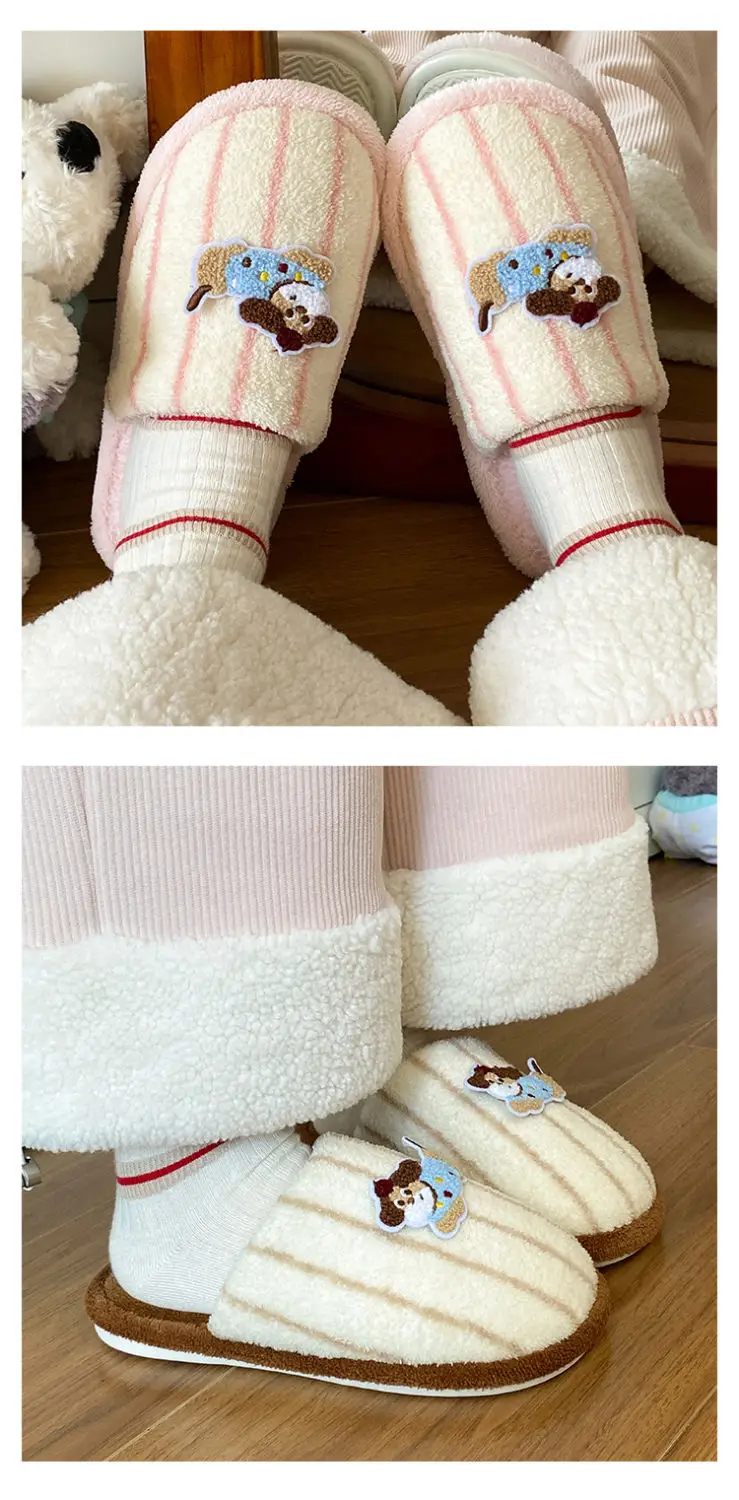 Warm Cotton Dog Embroidered Slippers for Women — feature 11