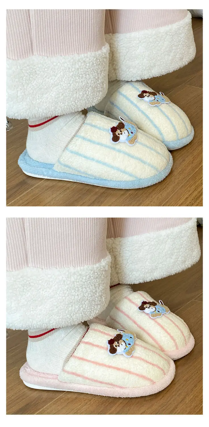 Warm Cotton Dog Embroidered Slippers for Women — feature 13