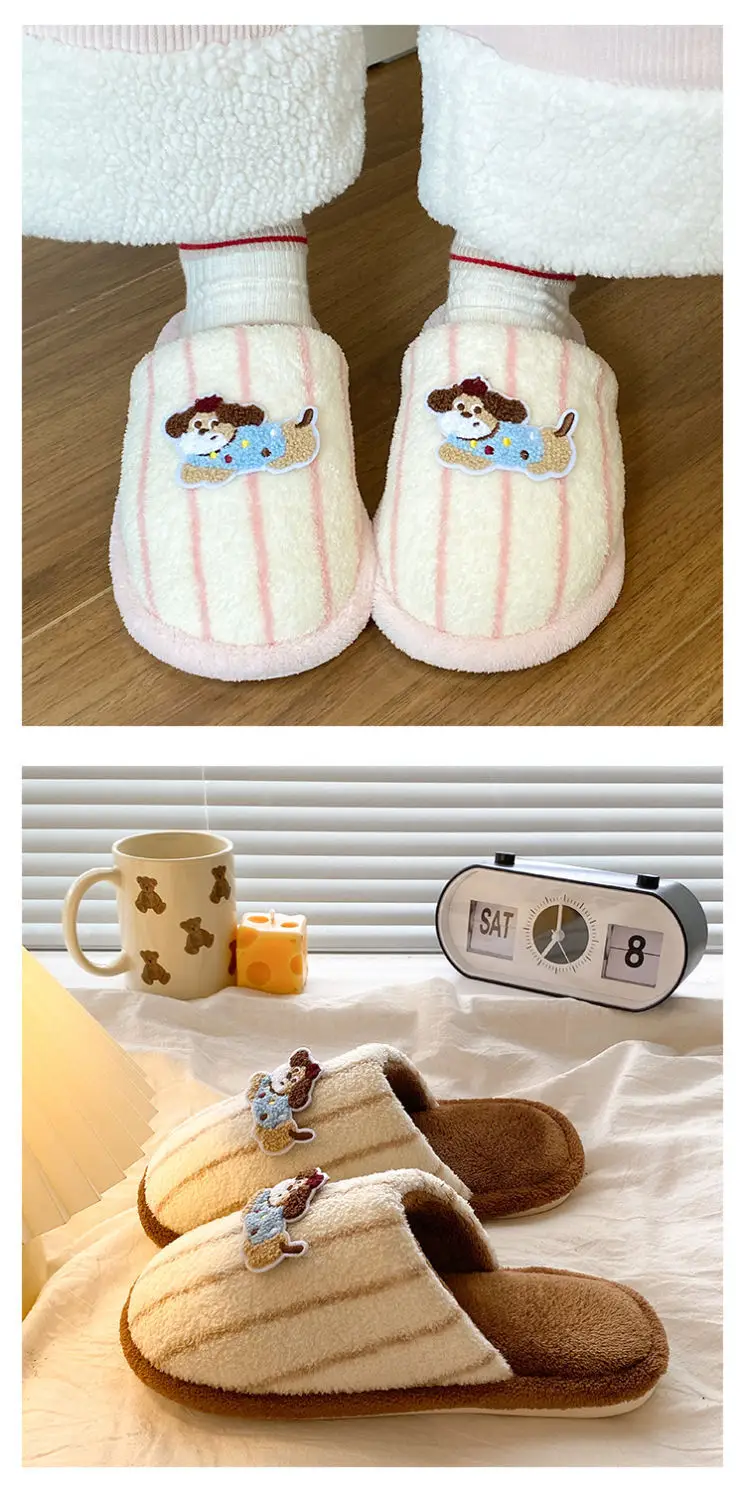 Warm Cotton Dog Embroidered Slippers for Women — feature 14