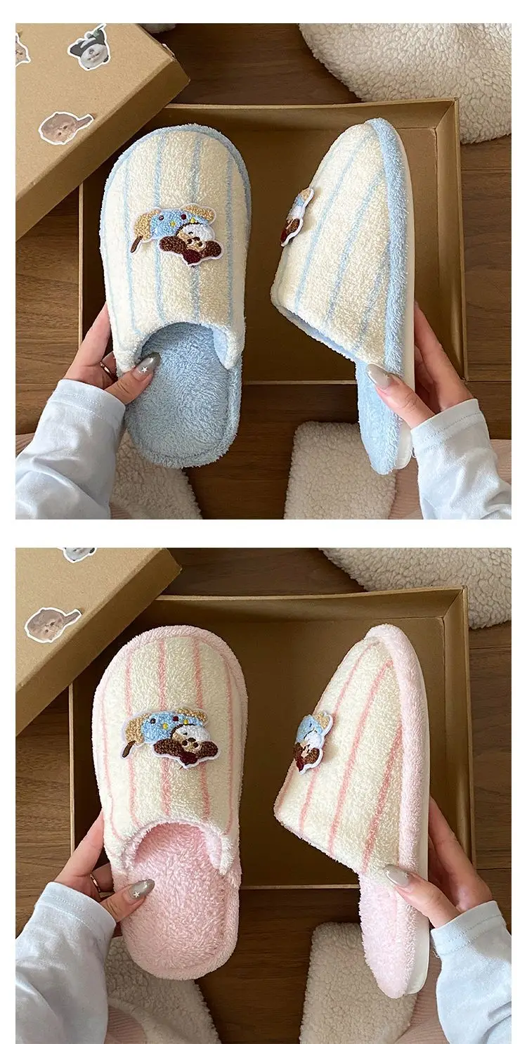 Warm Cotton Dog Embroidered Slippers for Women — feature 16