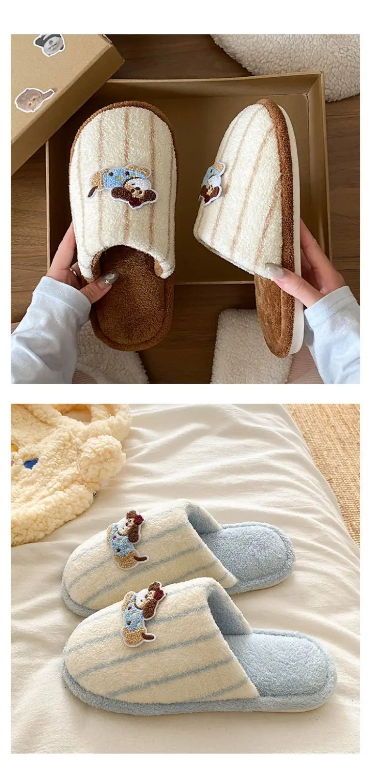 Warm Cotton Dog Embroidered Slippers for Women — feature 17