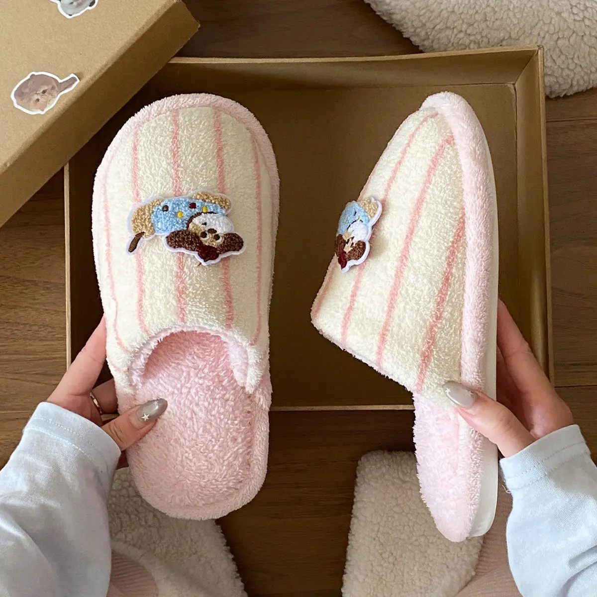 Warm Cotton Dog Embroidered Slippers for Women — feature 21