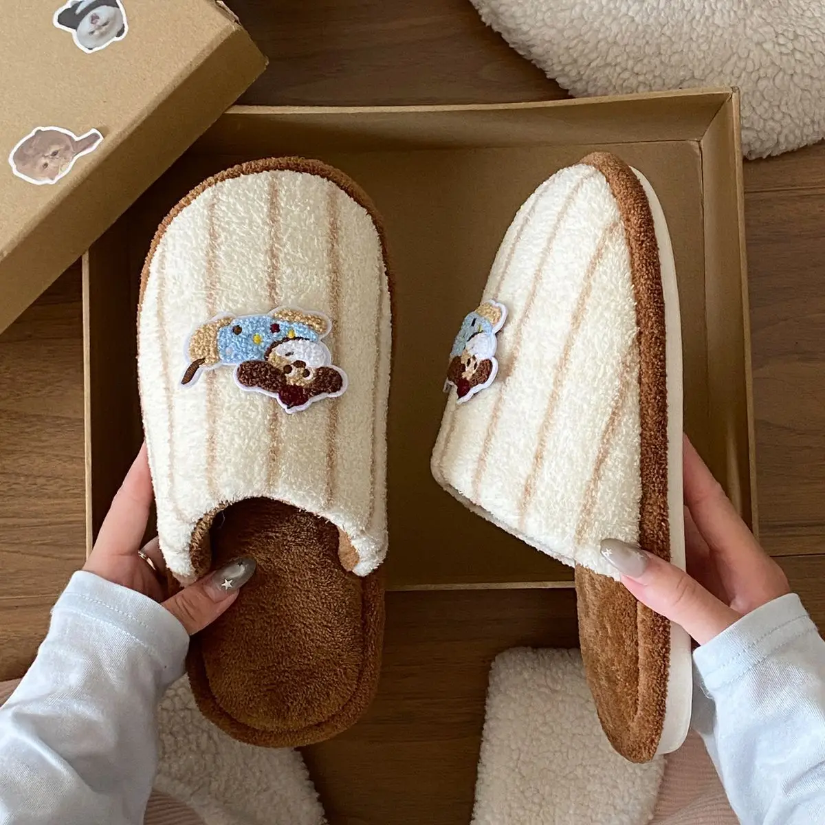 Warm Cotton Dog Embroidered Slippers for Women — feature 22