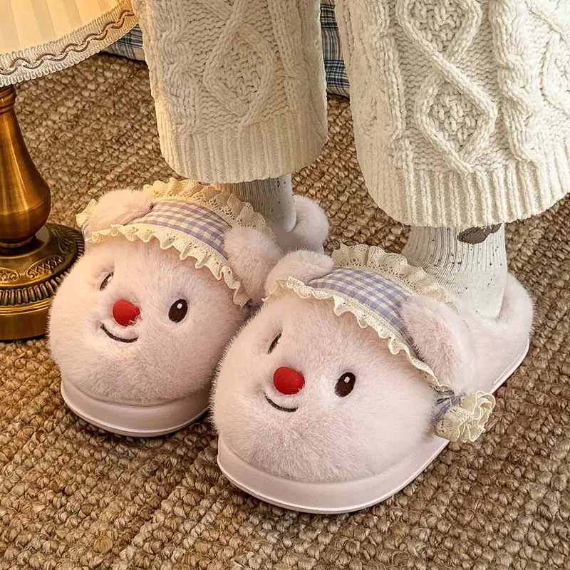 Cute Cartoon Fluffy Slippers for Women Winter - Image 10