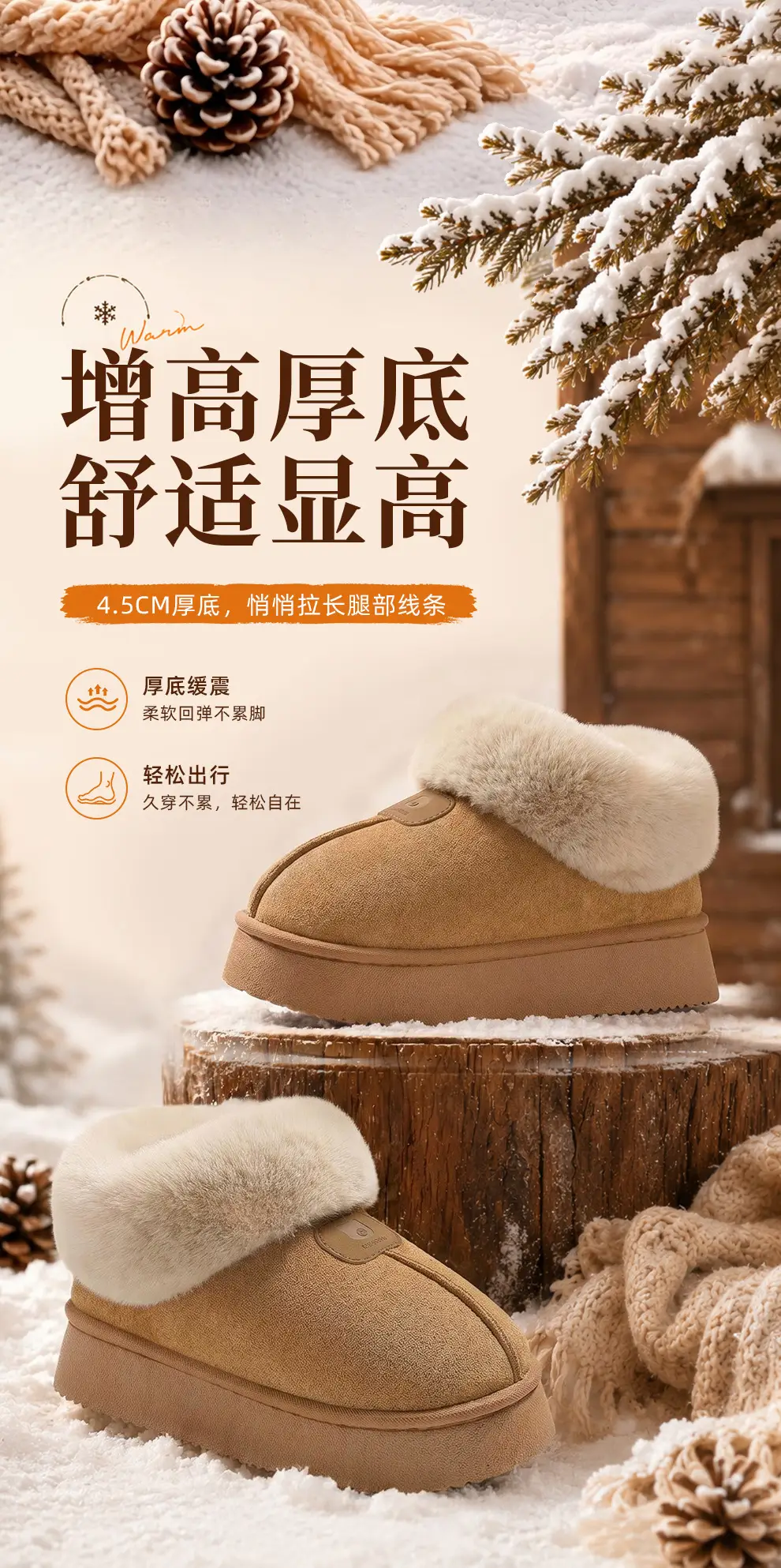 Suede Cotton Slippers for Women Winter New Daily Versatile Warm Home Indoor Wear-Resistant Thick-Soled Cotton Slippers Wholesale — feature 5